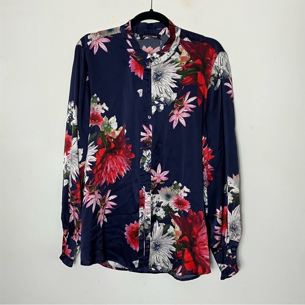 Johnny Was Aster Ruffle‎ Collar Silk Blouse Large - Picture 3 of 7